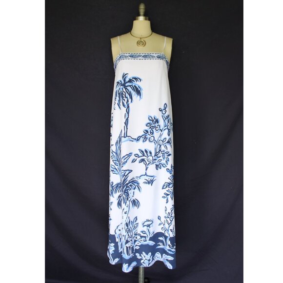 Lilly Pulitzer Jesslyn Silk Maxi Slip Dress Resort White Oversized Tall Tales 2 - Picture 5 of 14